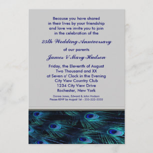 Invitation Parti du 25e anniversaire du Mariage Peacock