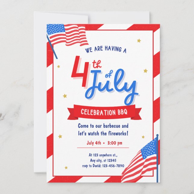 Invitation Parti du barbecue du 4 juillet (Devant)