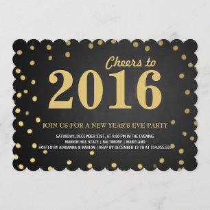 Invitation Parti du Nouvel An Gold Confetti 2016