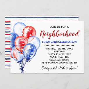 Invitation Parti du quartier des Ballons Bleus et Blancs roug