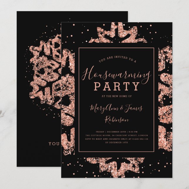 Invitation Parti du réchauffement des ménages| Or de la Parti (Devant / Derrière)