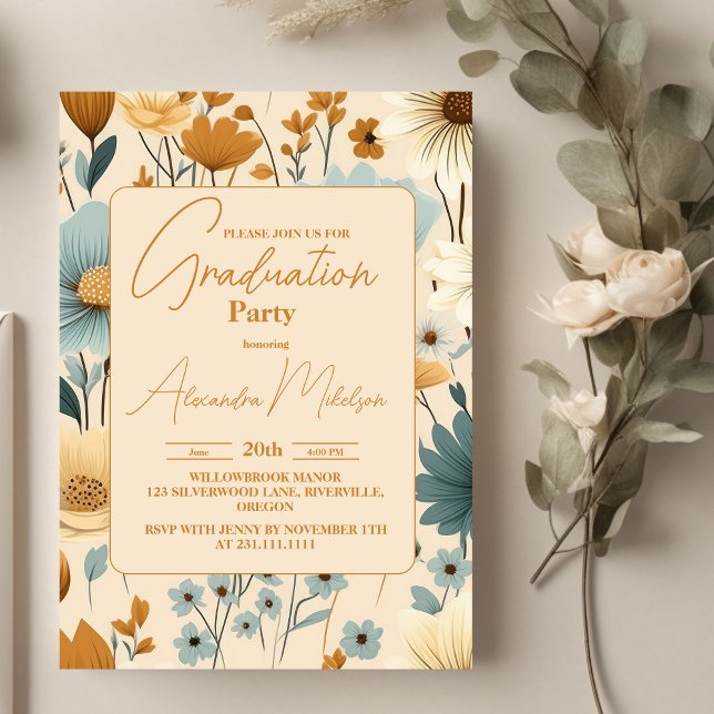 Invitation Parti Fleur sauvage du printemps rétro (Créateur téléchargé)