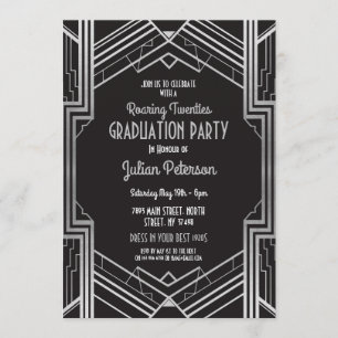 Invitation Parti Gatsby d'argent des années 1920