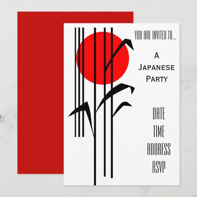 Invitation Parti japonais du Japon (Devant / Derrière)
