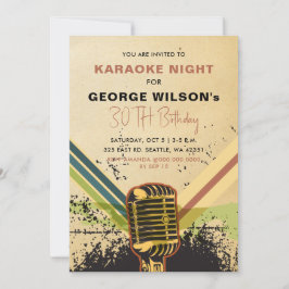 Invitation Parti karaoké adulte rétro vintage