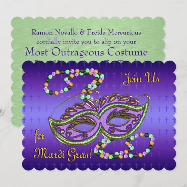 Invitation Parti Mardi Gras - Personnalisé (Devant / Derrière)
