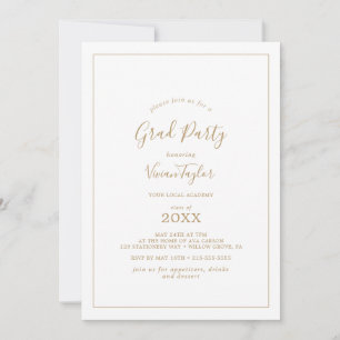 Invitation Parti minimaliste Gold Grad