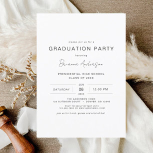 Invitation Parti minimaliste moderne chic graduation