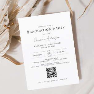 Invitation Parti minimaliste moderne QR Code Graduation