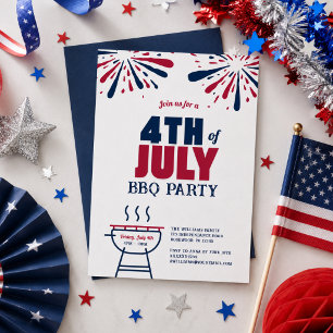 Invitation Parti moderne 4 juillet BBQ