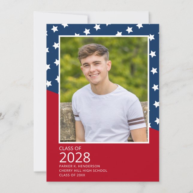 Invitation Parti Patriotique Militaire Photo Graduation (Devant)