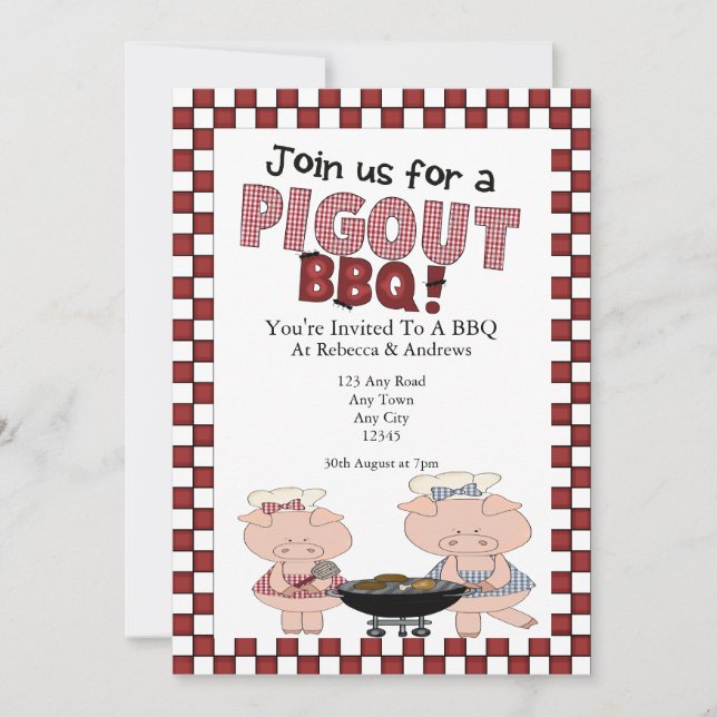Invitation Parti Piggy BBQ (Devant)