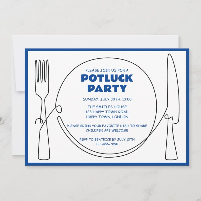 INVITATION PARTI POTLUCK PERSONNALISABLE (Devant)
