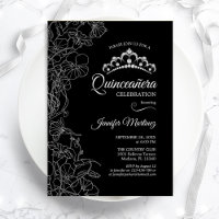 Parti Quinceanera Floral Blanc Noir