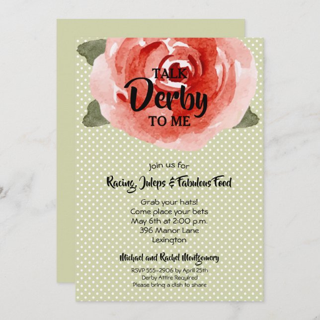 Invitation Parti Red Rose Derby (Devant / Derrière)