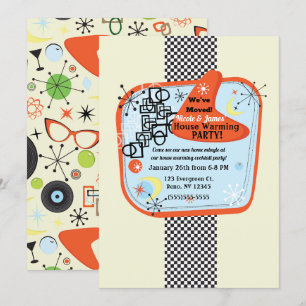 Invitation Parti rétro 50's 60's Vintage Houseéchauffement