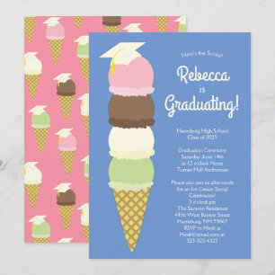 Invitation Parti social pour la graduation en glaces