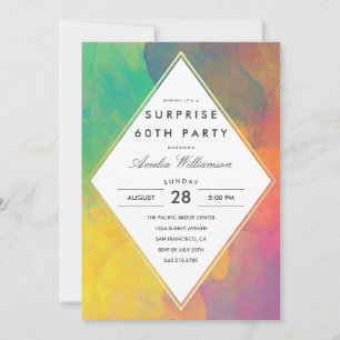 Invitation Parti surprise   Aquarelle Abstraite colorée
