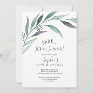 Invitation Parti surprise de l'Eucalyptus pourpre et vert