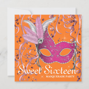Invitation Parti Sweet sixteen rose et orange