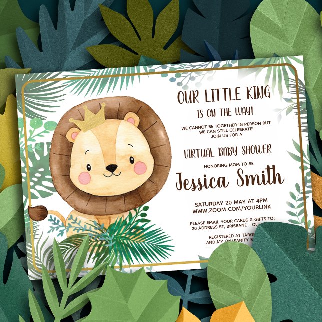 Invitation Parti Thématique Lion Whimsical | Baby shower virt (Créateur téléchargé)