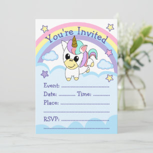 Invitation Parti Unicorn