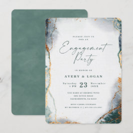 Invitation Partie Abstraite d'engagement Eucalyptus Green & G
