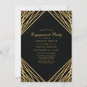 Invitation Partie Abstraite d'engagement géométrique en or no