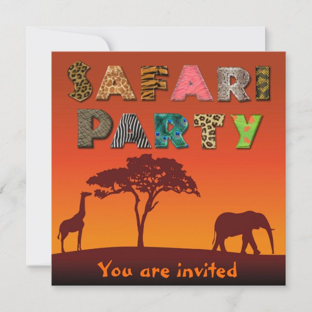 Invitation Partie africaine de silhouette de safari - (Devant)