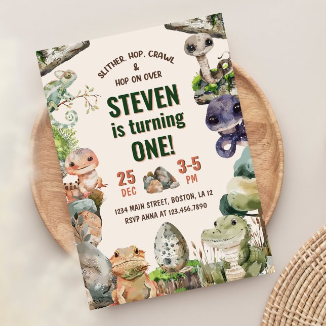 Invitation Partie Anniversaire de enfant de reptile (Créateur téléchargé)