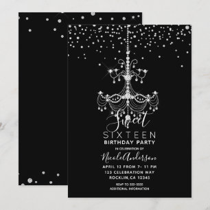 Invitation Partie argentée du bonbon 16 à lustre de parties