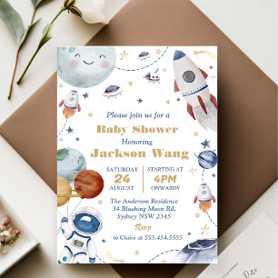 Invitation Partie Baby shower de l'astronaute spatiale