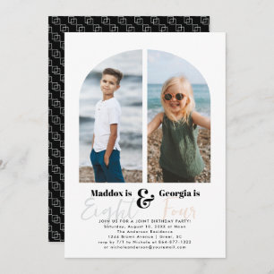 Invitation Partie conjointe Simple 2 Photo fête d'anniversa