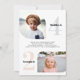 Invitation Partie conjointe | Simple 2 Photo fête d'anniversa