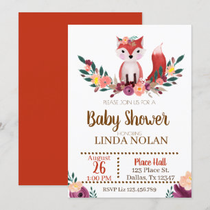 Invitation Partie d'animal d'invitation de baby shower de Fox
