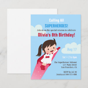 Invitation Partie d'anniversaire de enfant de fille de super