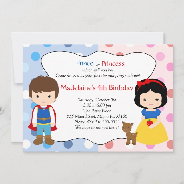 Invitation Partie d'anniversaire de enfant de prince (Devant)