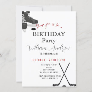 Invitation Partie d'anniversaire de hockey minimaliste person