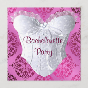 Invitation Partie de Bachelorette de corset de damassé de