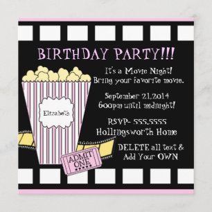 Invitation Partie de bande de film de maïs éclaté de soirée