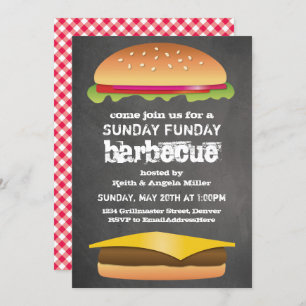 Invitation Partie de barbecue de tableau de dimanche Funday