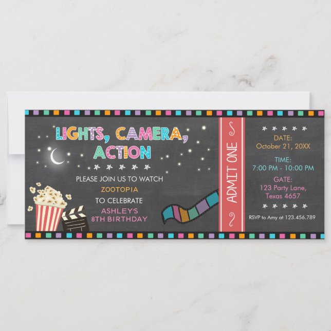 Invitation Partie de billet de film d'invitation (Devant)