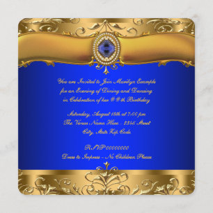 Invitation Partie de bleu royal et d'or