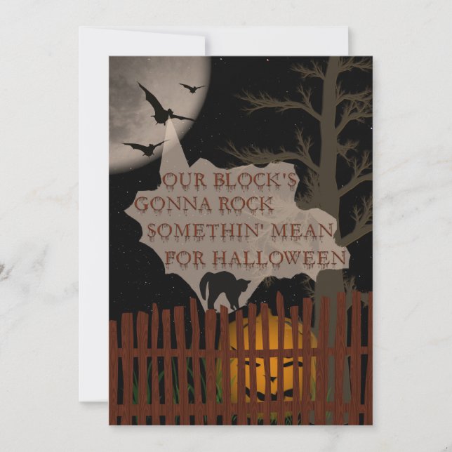 Invitation Partie de bloc de Halloween (Devant)