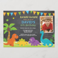 Partie de Dino d'invitation d'anniversaire de