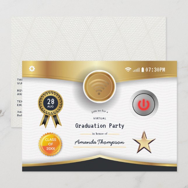 Invitation Partie de diplôme virtuel (Devant / Derrière)