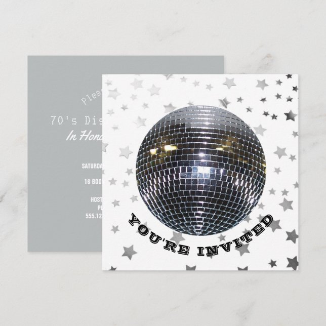 Invitation Partie de disco de la fête d'anniversaire de danse (Devant / Derrière)