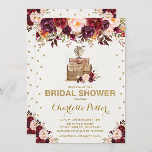 Invitation Partie de Fête de la mariée florale rustique de