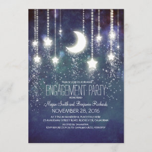 Invitation Partie de fiançailles d'étoiles de lune et de