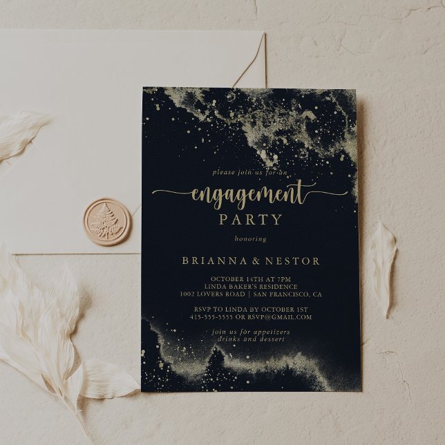 Invitation Partie de fiançailles d'or en aquarelle (Créateur téléchargé)